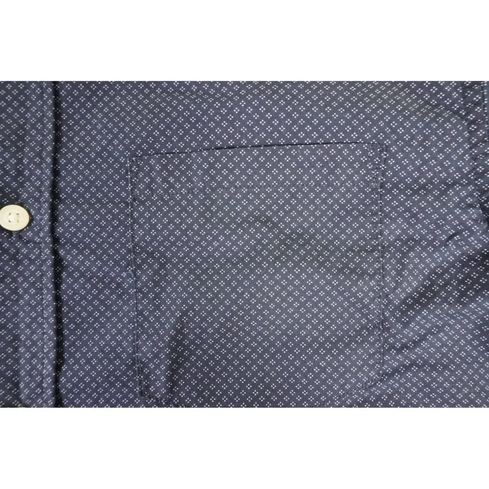 Banana Republic Shirt Mens Medium Navy Blue Polka Dot Camden Fit Button Down